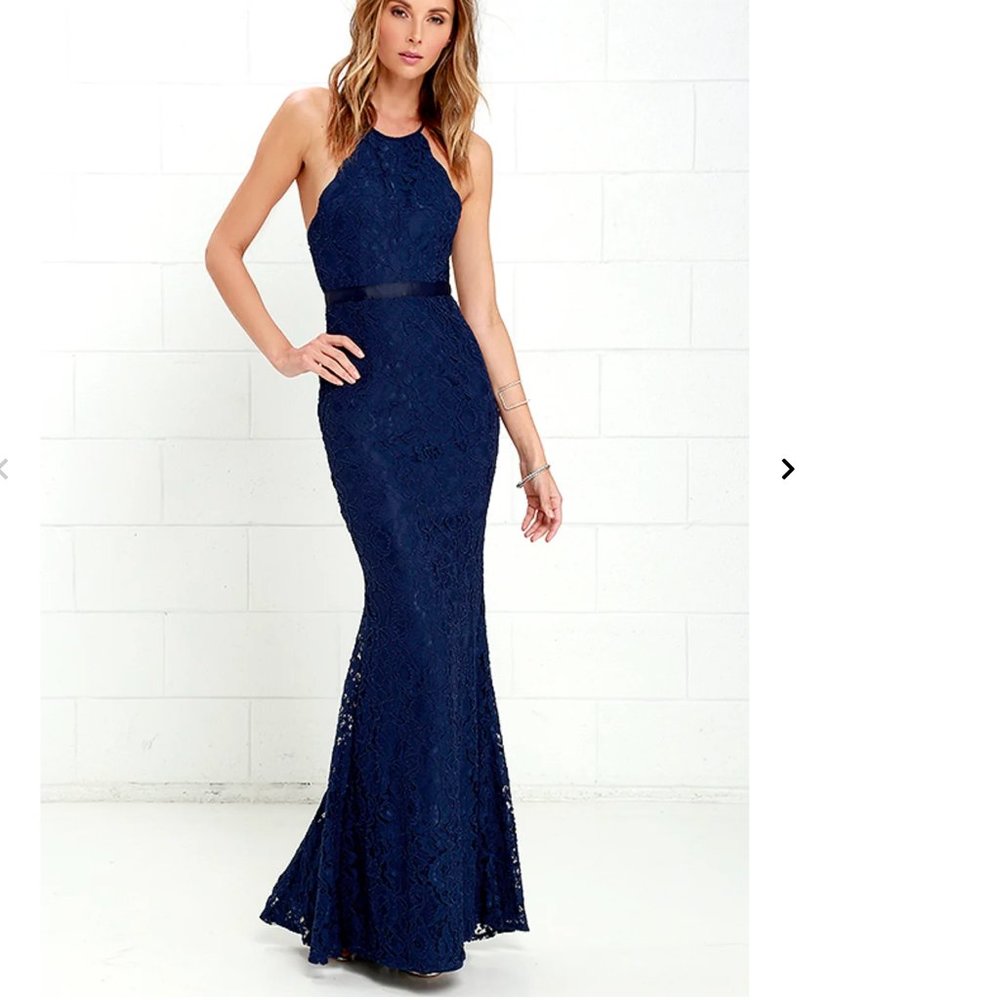 Zenith Navy Blue Lace Maxi Dress